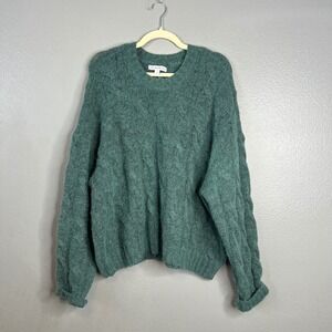 And Now This Thick Knit Sweater Sz XL Green Cable Knit Relaxed Boxy Gorpcore NEW